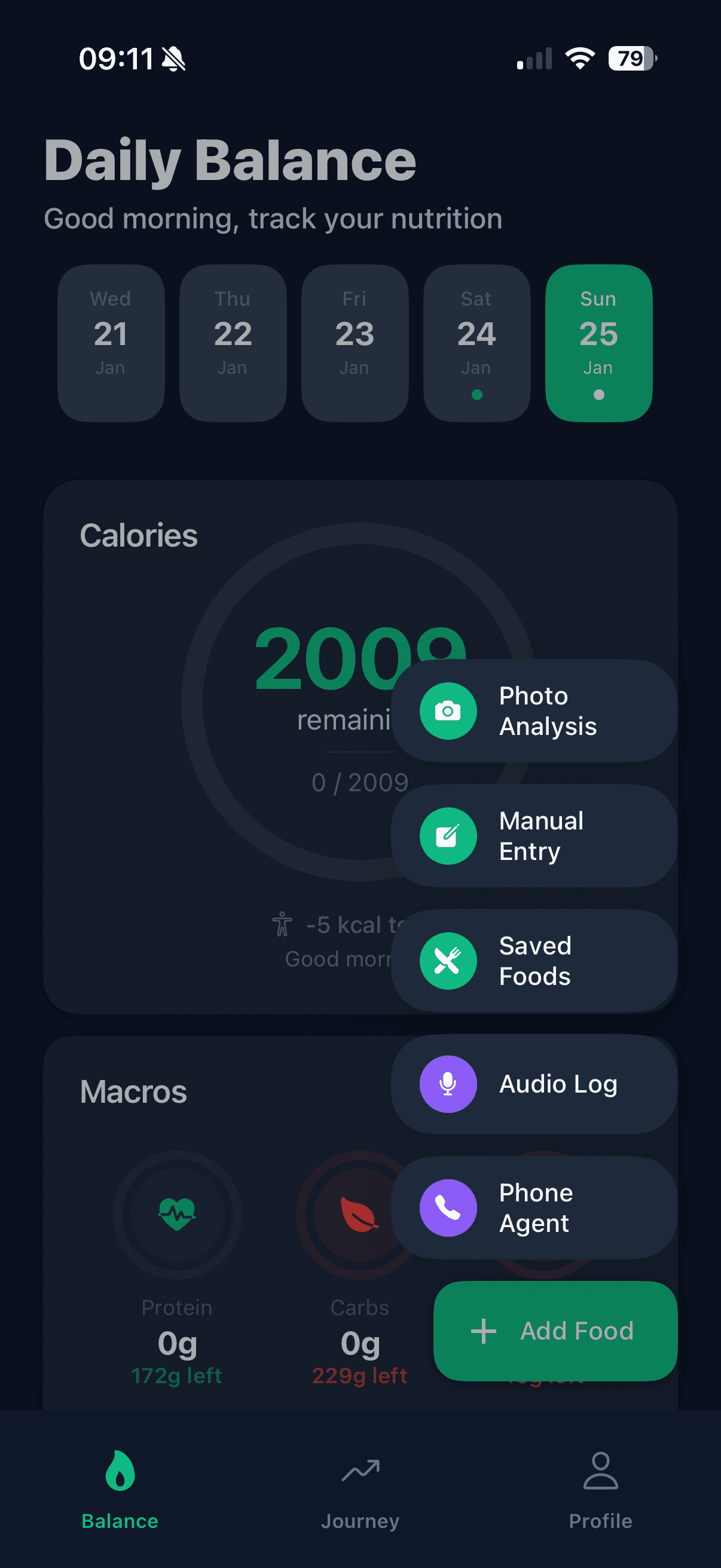 BurnBalance daily dashboard